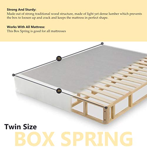 Mattress Comfort Medium Plush Eurotop Pillowtop Innerspring Mattress and 4" Low Profile Wood Boxspring/Foundation Set, with Frame, Twin, Size