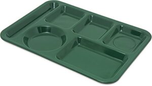 carlisle foodservice products left-hand heavyweight 6-compartment melamine tray 10" x 14" - forest green
