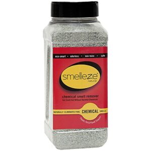 smelleze natural chemical odor remover granules: 2 lb. bottle. perfect for floors & outdoor chemical smells