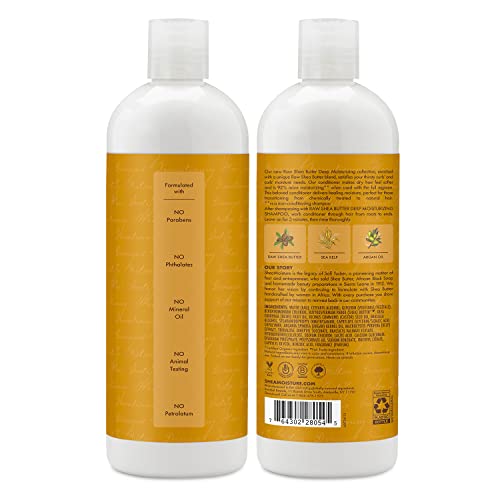 Shea Moisture Raw Shea Butter Conditioner, Deep Moisturizer with Sea Kelp & Argan Oil, Sulfate Free & Silicone Free, Curly Hair Products, Family Size (2 Pack - 16 Fl Oz)