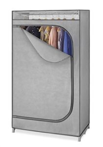 whitmor clothes rack with cover portable wardrobe clothes closet with hanging – 36” w x 64” h x 19.75” d – perfect for home, storage room, dorm, etc. – not for outside use - no-tool assembly
