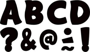teacher created resources (77327) black funtastic 1-3/4" clingy thingies letters