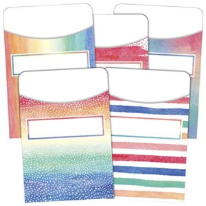 teacher created resources tcr5816 watercolor library pockets - multi-pack