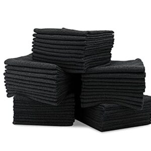 12" x 12" Microfiber Cleaning Cloths (50 Pack) - Reusable Towels, Wash Rags, Dust Cloth, All-Purpose: Kitchen, Dish, Cars, Shop, Glass (Black)