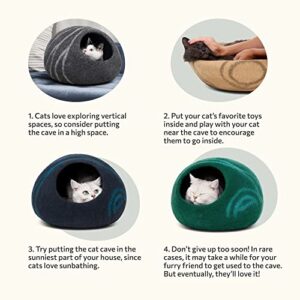 MEOWFIA Premium Felt Cat Bed Cave - Handmade 100% Merino Wool Bed for Cats and Kittens (Light Shades) (Medium, Light Grey)