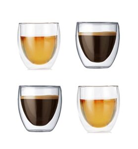 gmark espresso cups shot glass 2.7- ounce coffee set of 4 - lightweight double wall thermo insulated gm2028