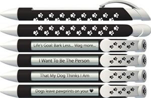 greeting pen paw prints pens with rotating messages, 6 pen set (36591)