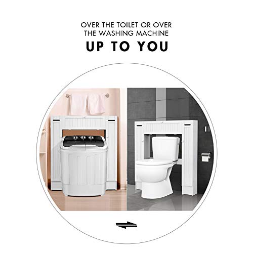 Giantex Over The Toilet Storage Cabinet with 2 Doors and Adjustable Shelves, Over-The-Toilet Rack Bathroom Shelf with Paper Holder, Freestanding Bathroom Storage Over The Toilet for Small Space, White