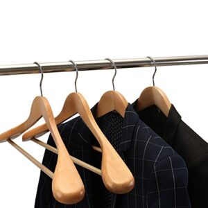 Coat Hanger 8-Pack, MEQUTION Wood Hangers Trouser Hangers Extra Wide Shoulder Wooden Hangers for Heavy Coat, Sweater, Skirt, Suit, Pants, Retro Finish (Natural Finish)