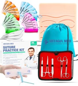 complete suture practice kit for suture training, including large silicone suture pad with pre-cut wounds and suture tool kit. latest generation model. (demonstration and education use only)