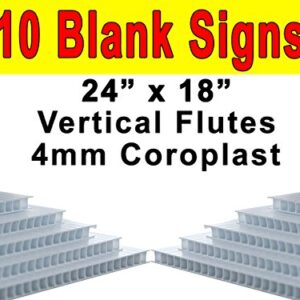 VIBE INK Pack of 10 Sheets Corrugated Plastic 4MM White Blank Yard Signs 24" x 18" Short-Flute
