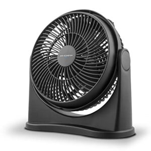 Air Monster 15655 High Velocity 3 Speed 8 Inch Adjustable Tilt Mini Personal Desk Fan with Wall Mount Option and Carry Handle, Black