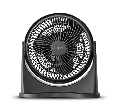 Air Monster 15655 High Velocity 3 Speed 8 Inch Adjustable Tilt Mini Personal Desk Fan with Wall Mount Option and Carry Handle, Black