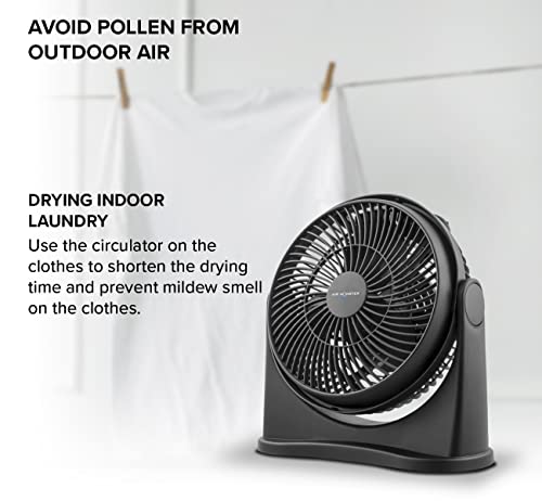 Air Monster 15655 High Velocity 3 Speed 8 Inch Adjustable Tilt Mini Personal Desk Fan with Wall Mount Option and Carry Handle, Black