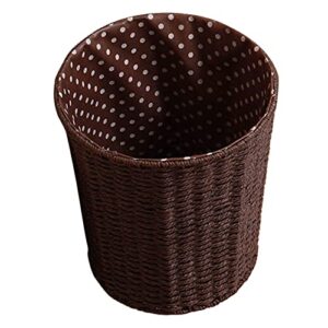 platopotato paper waste basket rattan woven storage baskets decorative round trash can for bedroom desktop living room kitchen coffee