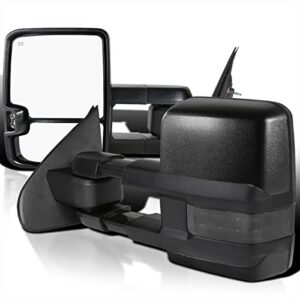 spec-d tuning power heat extend towing mirrors w/smoke led signal compatible with chevy silverado gmc sierra 2014-2018