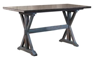 kings brand arland grey / blue wood counter height rectangle kitchen dinette dining table