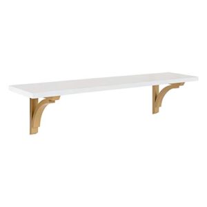 kate and laurel corblynd traditional wood wall shelf, 36 inches, white with gold corbels