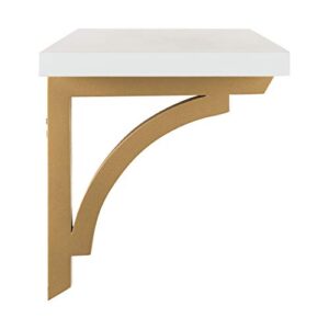 Kate and Laurel Corblynd Traditional Wood Wall Shelf, 36 inches, White with Gold Corbels