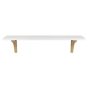 Kate and Laurel Corblynd Traditional Wood Wall Shelf, 36 inches, White with Gold Corbels