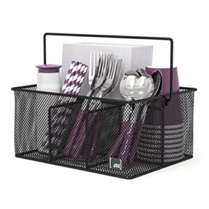 mindspace utensil holder, kitchen condiment organizer and flatware utensil caddy | the mesh collection, black