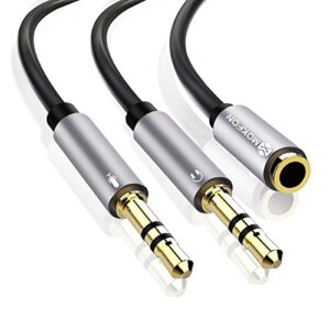 combo audio adapters cable headphone y splitter with mic and audio male to female 3.5mm pc headset extension stereo jack cables for computer,laptop,earphone and more 3.9 inch (black)