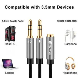 Combo Audio Adapters Cable Headphone Y Splitter with Mic and Audio Male to Female 3.5mm PC Headset Extension Stereo Jack Cables for Computer,Laptop,Earphone and More 3.9 Inch (Black)