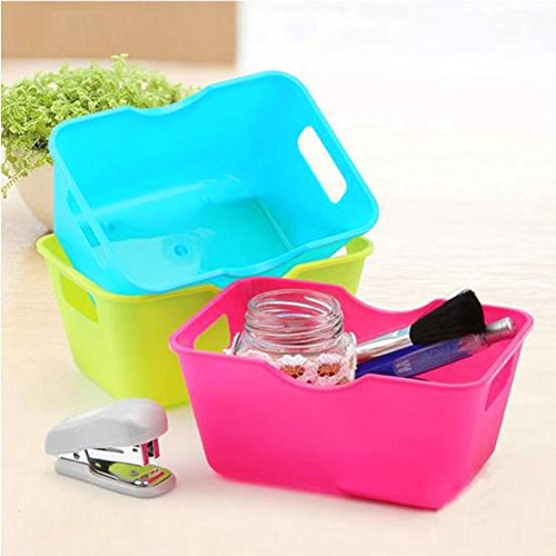 Honghong Plastic Desktop Storage Basket Box Cosmetic Stationery Sundries Container Bin Organizer Tool (Rose Red)