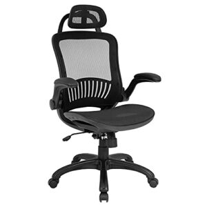 office chair desk chair computer chair ergonomic rolling swivel mesh chair lumbar support headrest flip-up arms high back adjustable chair for women& men,black