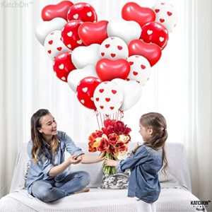 Red and White Valentines Day Balloons Latex - Pack of 40 | Heart Shaped Balloons for Valentines Day Decorations | Red Heart Balloons for Romantic Decorations Special Night | Valentines Decorations