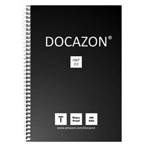 docazon h&p 2.0 | the perfect medical history & physical exam notebook (spiral, water proof, mr safe, 100 sheets, 5.5" x 8.5" pocket size)
