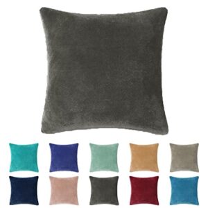 dreamhome 18" x 18" super soft plush fleece square pillow cover/sham - dark grey