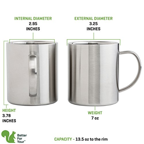 Better For Your His & Hers Coffee Mugs Stainless Steel Double Wall - Set of 2 Mugs - Freestyle Font