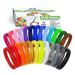 3d pen filament refills - pla filament 1.75mm | 25 colors, 20 solid colors + 5 fluorescent / transparent, 33ft each, 825 feet total