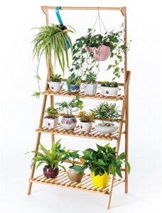 copree bamboo 3-tier hanging plant stand planter shelves flower pot organizer rack folding display shelving plants shelf unit holder