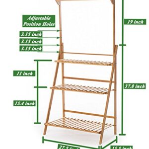 COPREE Bamboo 3-Tier Hanging Plant Stand Planter Shelves Flower Pot Organizer Rack Folding Display Shelving Plants Shelf Unit Holder