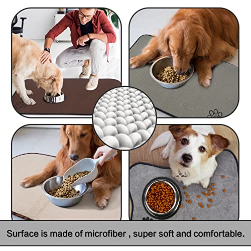 Sinland Microfiber Extra-Large Pet Food Mat Dog Feeding Mat Pet Bowl Mat with Anti-Skid Backing 21Inch x 32Inch Grey