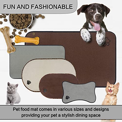 Sinland Microfiber Extra-Large Pet Food Mat Dog Feeding Mat Pet Bowl Mat with Anti-Skid Backing 21Inch x 32Inch Grey