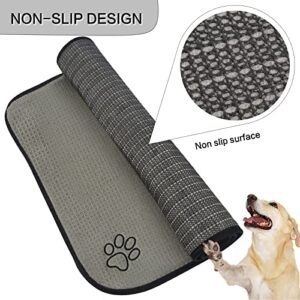 Sinland Microfiber Extra-Large Pet Food Mat Dog Feeding Mat Pet Bowl Mat with Anti-Skid Backing 21Inch x 32Inch Grey