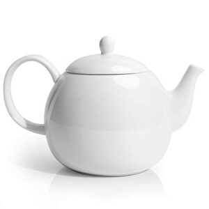 sweese 220.101 porcelain teapot, 40 ounce tea pot - large enough for 5 cups, white