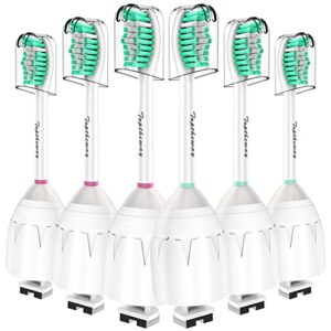 toptheway replacement brush heads compatible with sonicare e-series essence xtreme elite advance and cleancare screw-on toothbrush handles hx7022/66, 6 pack