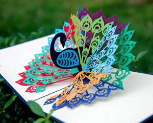cutpopup mother's day card pop up, birthday 3d greeting card (peacock)