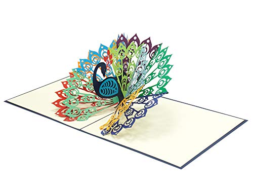 CUTPOPUP Mother's Day Card Pop Up, Birthday 3D Greeting Card (Peacock)