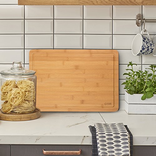 Commercial CHEF Cutting Board by Commercial Chef- Premium Chopping Board- Kitchen Cutlery and Charcuterie Station for Serving Meats, Cheese and Vegetables, Bamboo (Large)