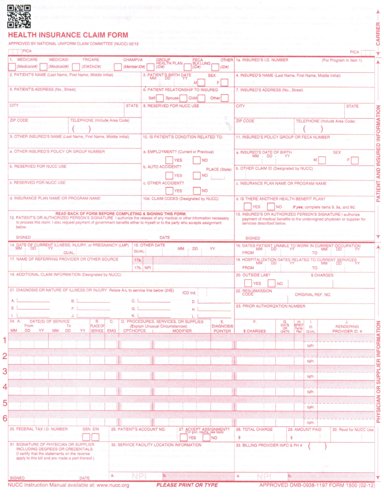 New CMS-1500 Insurance Claim Forms, HCFA (Version 02/12) - 1 CASE (2500 Sheets/Forms)