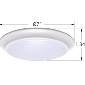 LIT-PaTH LED Flush Mount Ceiling Lighting Fixture, Dimmable 7 Inch 11.5W 900 Lumen, Aluminum Housing Plus PC Cover, ETL Qualified, 3000K, 1-Pack