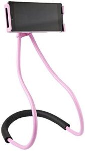 flexible cellphone holder,hanging on neck universal mobile phone stand lounger's bracket for mobile phone tablet pc desktop(pink)