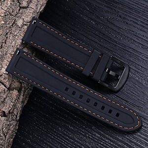 Carty 20mm Quick Release Silicone Watch Strap for Watches and Smartwatches Replacement Watch Band Blue(Orange Stitching Black Buckle)