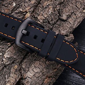 Carty 20mm Quick Release Silicone Watch Strap for Watches and Smartwatches Replacement Watch Band Blue(Orange Stitching Black Buckle)