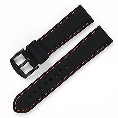 Carty 20mm Quick Release Silicone Watch Strap for Watches and Smartwatches Replacement Watch Band Blue(Orange Stitching Black Buckle)